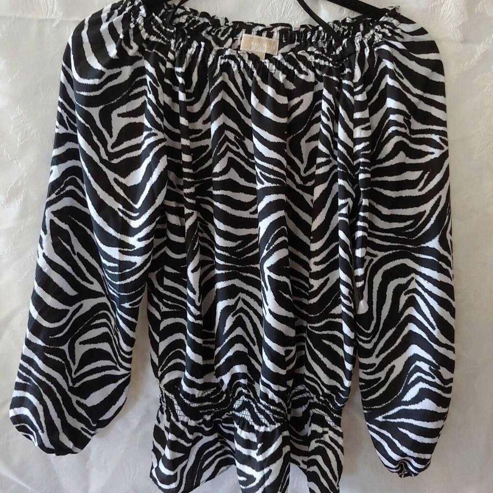Michael Kors Zebra Print Ruffle Ruched Size M P